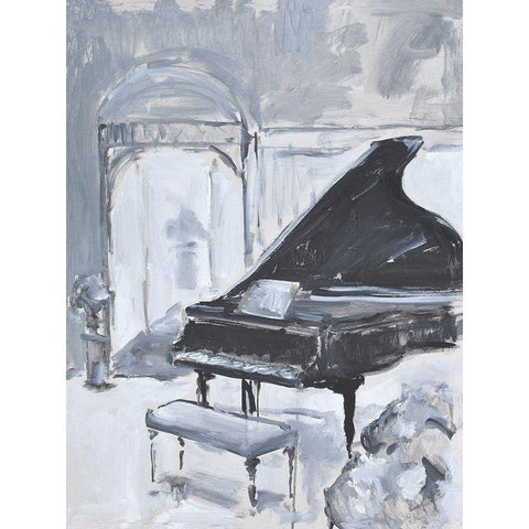 Piano Blues VI White Modern Wood Framed Art Print by Stevens, Allayn