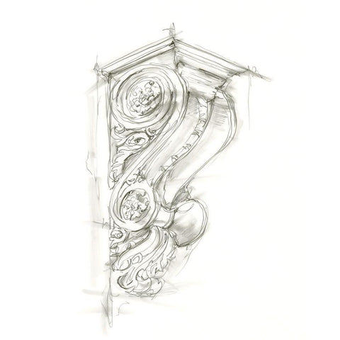 Corbel Sketch I Gold Ornate Wood Framed Art Print with Double Matting by Harper, Ethan