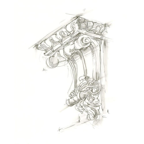 Corbel Sketch II White Modern Wood Framed Art Print by Harper, Ethan