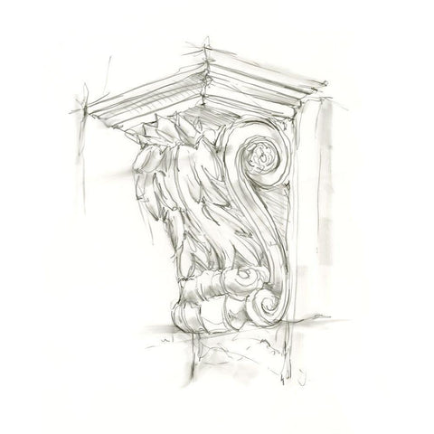 Corbel Sketch IV Black Modern Wood Framed Art Print with Double Matting by Harper, Ethan