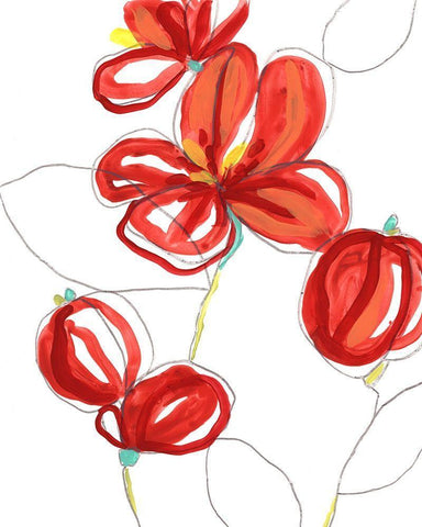 Primary Petal I White Modern Wood Framed Art Print with Double Matting by Vess, June Erica