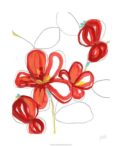 Primary Petal II White Modern Wood Framed Art Print with Double Matting by Vess, June Erica