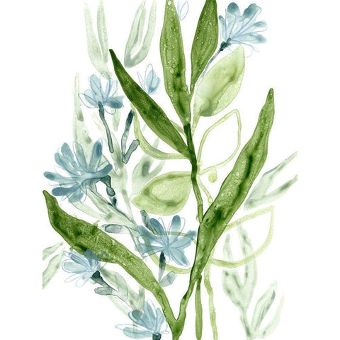 Meadow Blues I Black Modern Wood Framed Art Print with Double Matting by Vess, June Erica