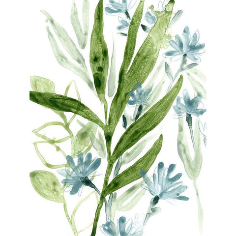 Meadow Blues II Black Modern Wood Framed Art Print by Vess, June Erica