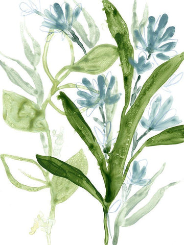 Meadow Blues III White Modern Wood Framed Art Print with Double Matting by Vess, June Erica