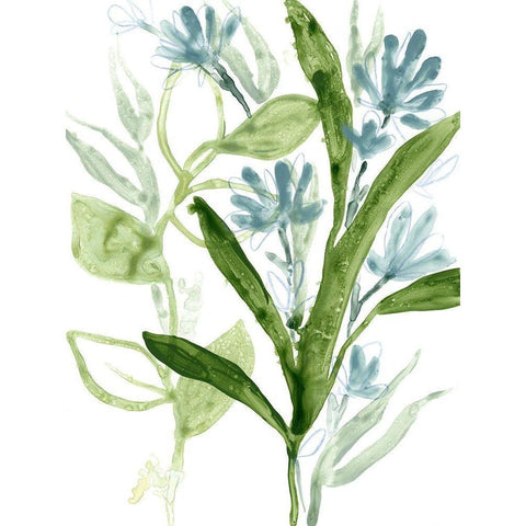 Meadow Blues III White Modern Wood Framed Art Print by Vess, June Erica