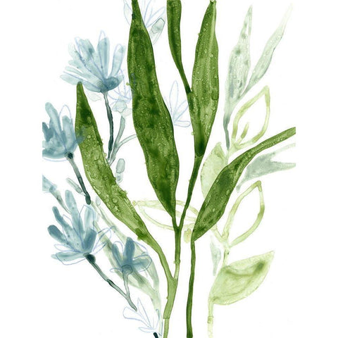 Meadow Blues IV White Modern Wood Framed Art Print by Vess, June Erica