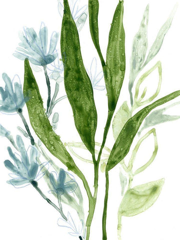 Meadow Blues IV White Modern Wood Framed Art Print with Double Matting by Vess, June Erica