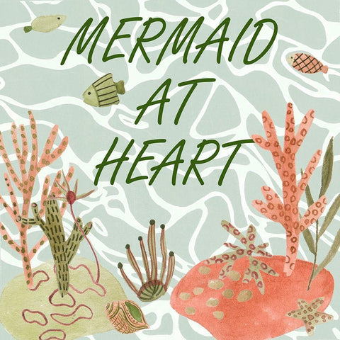 Mermaid at Heart I White Modern Wood Framed Art Print with Double Matting by Wang, Melissa