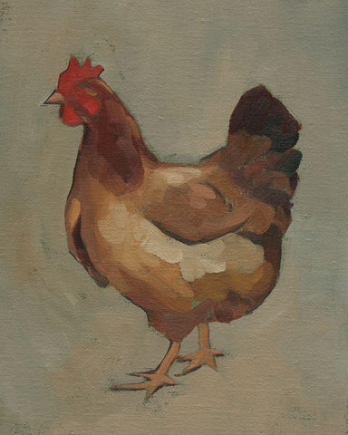 Egg Hen II White Modern Wood Framed Art Print with Double Matting by Green, Jacob