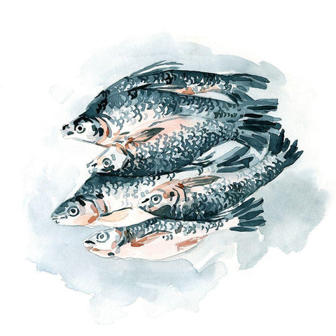 Fish for Dinner II White Modern Wood Framed Art Print by Caroline, Emma