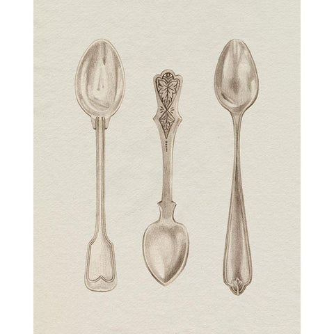 Silver Spoon I White Modern Wood Framed Art Print by Popp, Grace