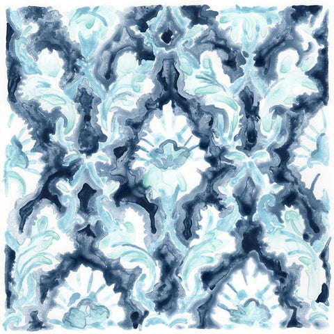 Azure Mosaic Tile IV White Modern Wood Framed Art Print with Double Matting by Vess, June Erica