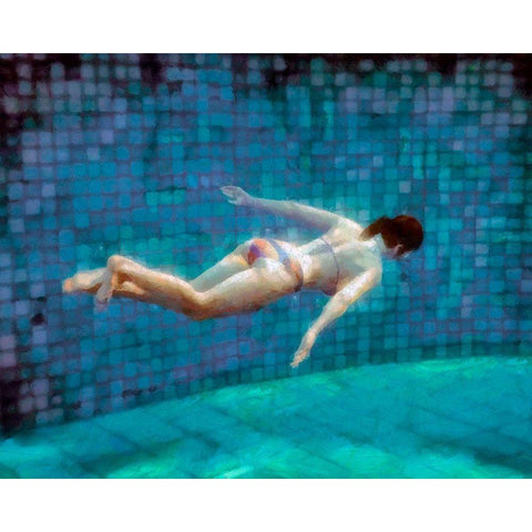 Swimming Under I White Modern Wood Framed Art Print by Saunders, Alonzo