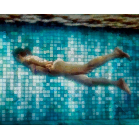 Swimming Under II Gold Ornate Wood Framed Art Print with Double Matting by Saunders, Alonzo