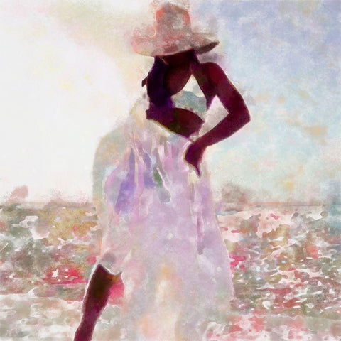 Her Colorful Dance I White Modern Wood Framed Art Print by Saunders, Alonzo