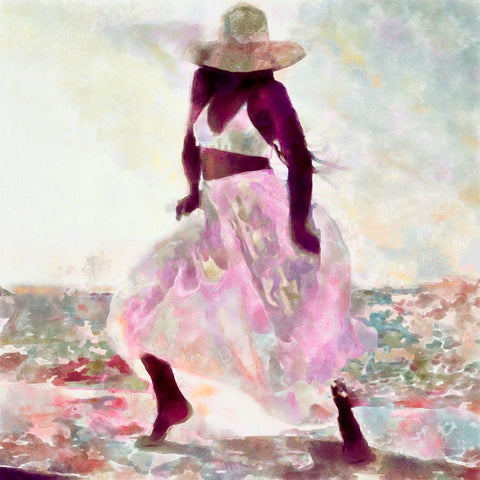 Her Colorful Dance II Black Modern Wood Framed Art Print with Double Matting by Saunders, Alonzo