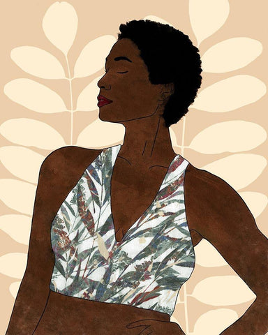 Ethnic Beauty I White Modern Wood Framed Art Print with Double Matting by Saunders, Alonzo