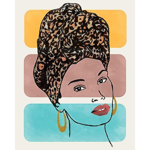 Head Wrap I Black Modern Wood Framed Art Print with Double Matting by Saunders, Alonzo