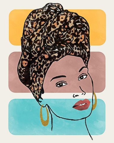 Head Wrap I White Modern Wood Framed Art Print with Double Matting by Saunders, Alonzo