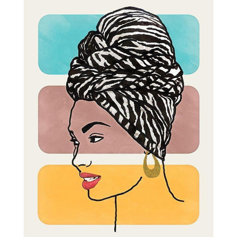 Head Wrap II White Modern Wood Framed Art Print by Saunders, Alonzo