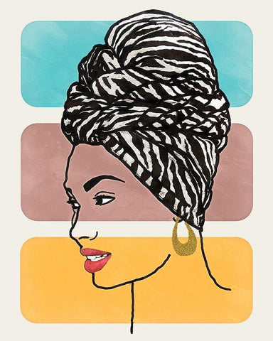 Head Wrap II White Modern Wood Framed Art Print with Double Matting by Saunders, Alonzo