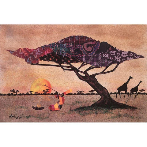 Plains of Africa White Modern Wood Framed Art Print by Saunders, Alonzo