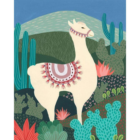 Desert Llama I Black Modern Wood Framed Art Print with Double Matting by Moore, Regina