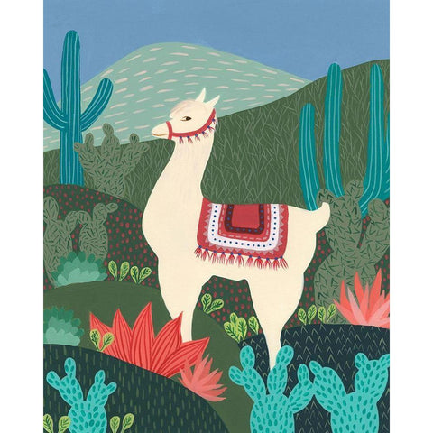 Desert Llama II White Modern Wood Framed Art Print by Moore, Regina