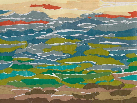 Stratified Landscape II Black Ornate Wood Framed Art Print with Double Matting by Moore, Regina