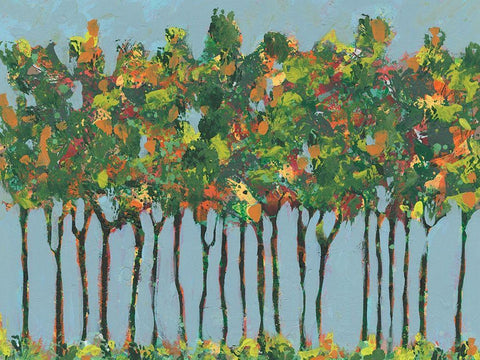 Sunset Trees I Black Ornate Wood Framed Art Print with Double Matting by Moore, Regina
