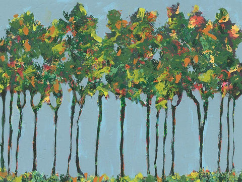 Sunset Trees II White Modern Wood Framed Art Print with Double Matting by Moore, Regina