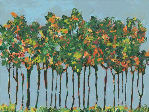 Sunset Trees III Black Ornate Wood Framed Art Print with Double Matting by Moore, Regina