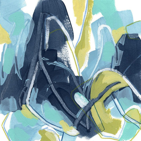 Blue Tangent I Gold Ornate Wood Framed Art Print with Double Matting by Vess, June Erica