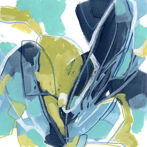 Blue Tangent II Black Modern Wood Framed Art Print with Double Matting by Vess, June Erica