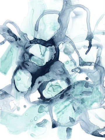 Blue Cavern I White Modern Wood Framed Art Print with Double Matting by Vess, June Erica