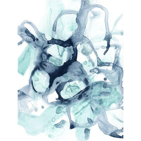 Blue Cavern I White Modern Wood Framed Art Print by Vess, June Erica