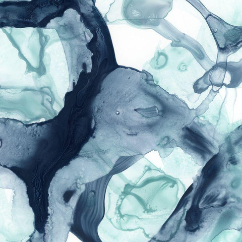 Blue Cavern V Gold Ornate Wood Framed Art Print with Double Matting by Vess, June Erica