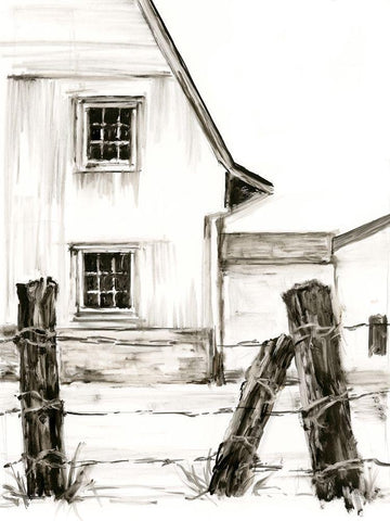 Rustic Barbed Wire I White Modern Wood Framed Art Print with Double Matting by Harper, Ethan