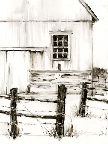 Rustic Barbed Wire II White Modern Wood Framed Art Print with Double Matting by Harper, Ethan