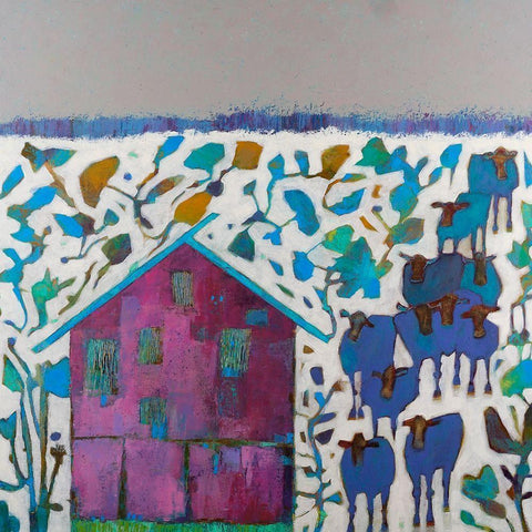 Engler Barn White Modern Wood Framed Art Print by Jachimiec, Sue