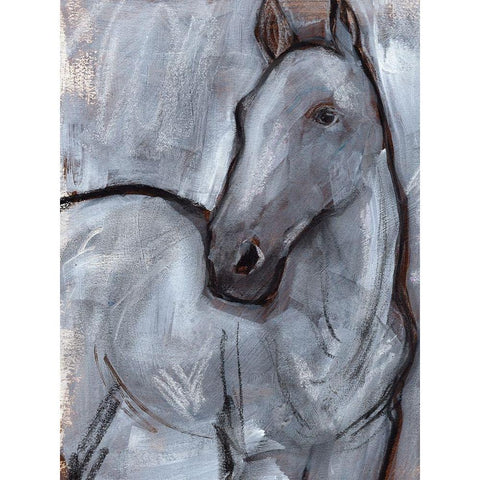 White Horse Contour II Gold Ornate Wood Framed Art Print with Double Matting by Parker, Jennifer Paxton