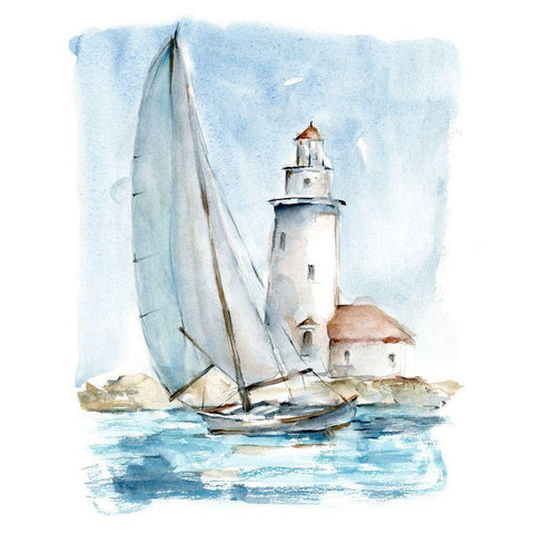 Sailing into the Harbor I Black Modern Wood Framed Art Print with Double Matting by Harper, Ethan