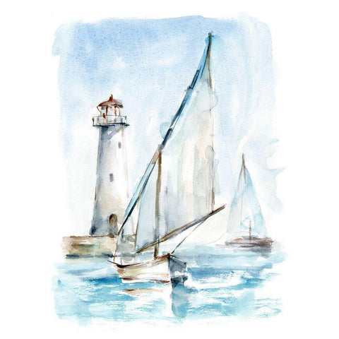 Sailing into the Harbor II Black Modern Wood Framed Art Print by Harper, Ethan