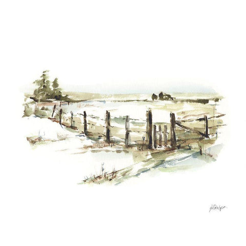 Farm Fence I White Modern Wood Framed Art Print by Harper, Ethan