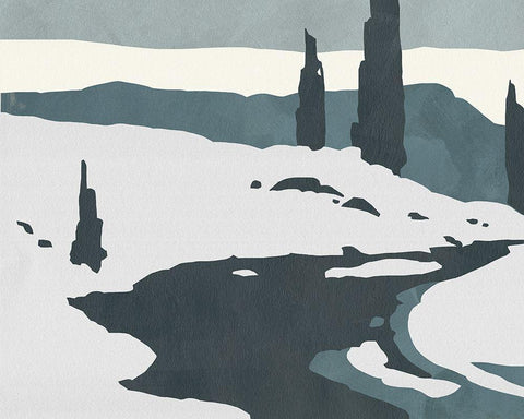 Cutter Island II White Modern Wood Framed Art Print with Double Matting by Green, Jacob