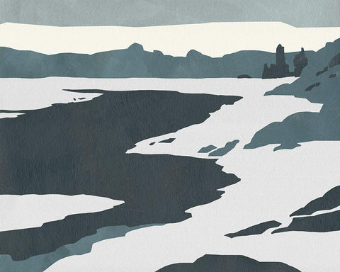 Cutter Island IV White Modern Wood Framed Art Print with Double Matting by Green, Jacob