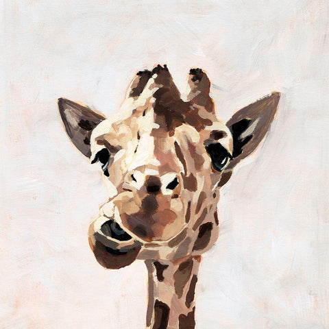 Giraffes Gaze II Black Modern Wood Framed Art Print with Double Matting by Barnes, Victoria