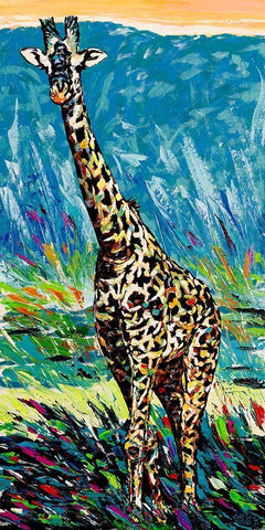 Regal Giraffe I White Modern Wood Framed Art Print with Double Matting by Vitaletti, Carolee