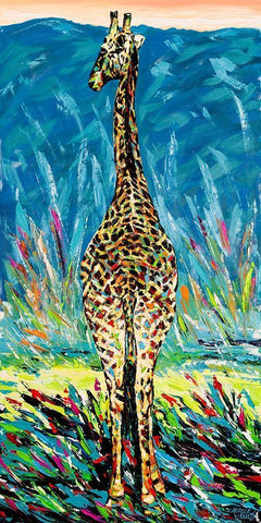 Regal Giraffe II Black Ornate Wood Framed Art Print with Double Matting by Vitaletti, Carolee